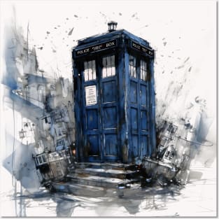 Tardis - Watercolor Painting Sketch Posters and Art